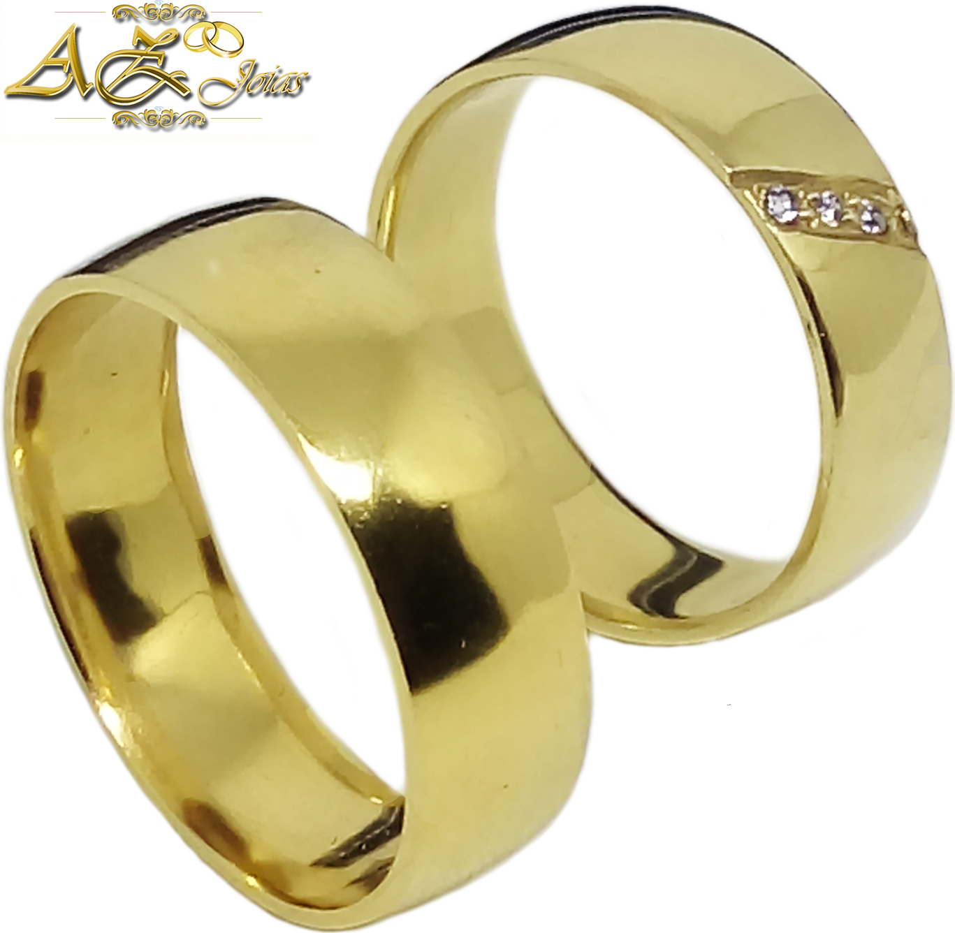 Alianças De Ouro Com Pedras - AE-1167-Z / Alianças Exclusivas